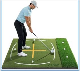 Golf Mat with Simulate Fairway & Rough Turf, 5x4ft, 21mm-50mm Heavy-Duty Turf and High Elasticity Base Golf Hitting Mat for Indoor and Outdoor Practic