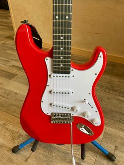 Glarry Guitars GST Rosewood Fingerboard Electric Guitar - Red - w/ Strap & Gig Bag