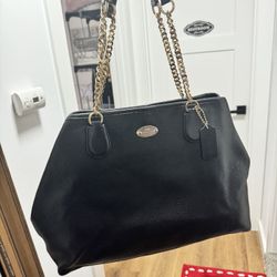 Coach Gold/Black Pebble leather Tote