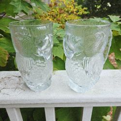 2 RARE Vintage TOUCAN PARROT TROPICANA Las Vegas Luminarc Thick Glass MUGS Tankards both $10