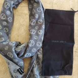 Georgio Armani Long Gray Knitwool Scarf/Dust Bag