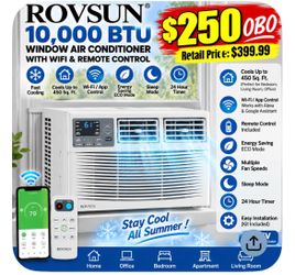 ROVSUN 10,000 BTU Smart Window Air Conditioner – 115V – WiFi