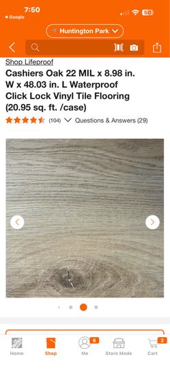 Lifeproof Cashiers Oak 22 MIL x 8.98 in. W × 48.03 in. L Waterproof Click Lock Vinyl Tile Flooring (20.95 sq. ft. /case) 28 cases