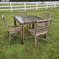 Vintage Bamboo Outdoor Dining Set