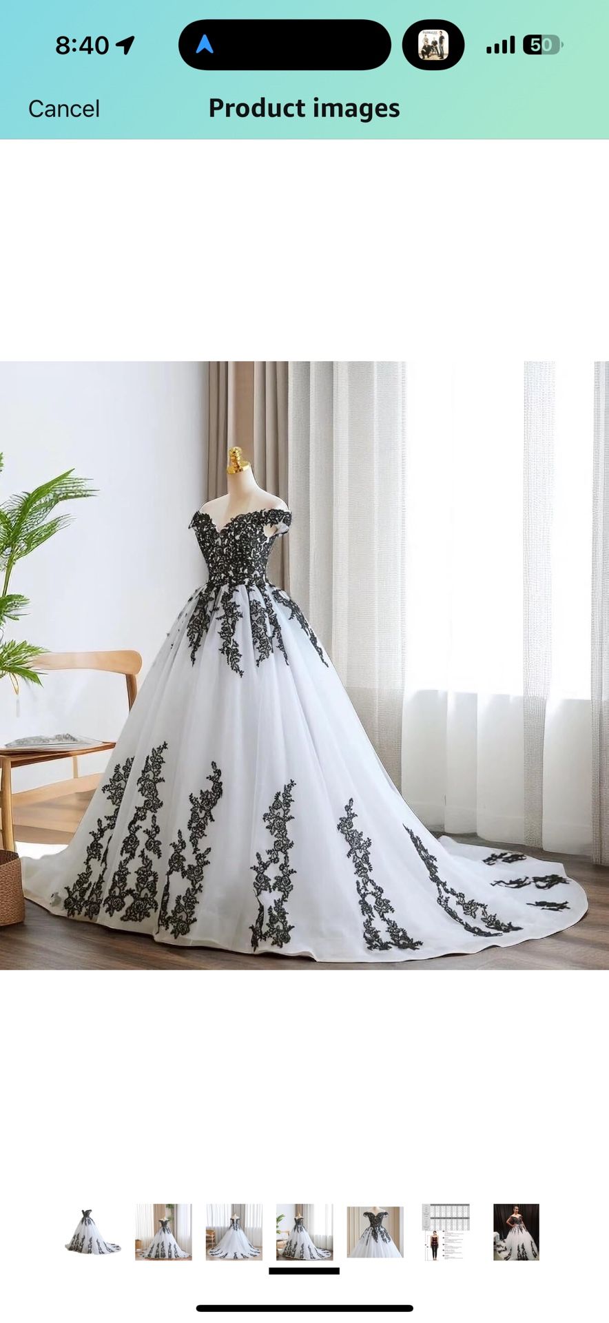 Wedding Dress White And Black Floral
