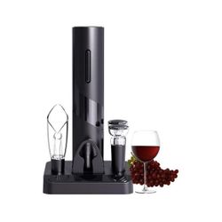Electric Wine Opener Set, Battery Operated Wine Bottle Corkscrew Opener with Foil Cutter, Wine Aerator Pourer, Vacuum Stoppers, Reusable Wine Bottle O