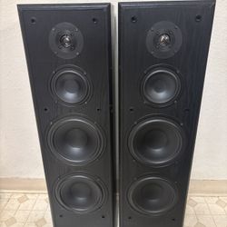 Hi End Home audio theater Entertainment AudioFile Speakers  830LR Rare Very Loud Clear Sound Deep Bass 400 Watts Black Oak 
