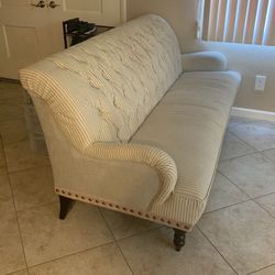**NEED GONE Blue and Grey Striped Couch 