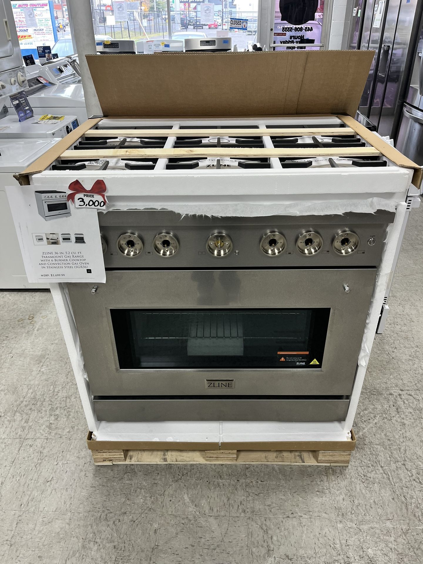 New Zline 36in. Gas Range With 6 Burner CookTop With Convection Gas Oven 