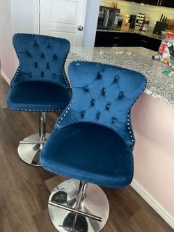 Bar stools blue velvet