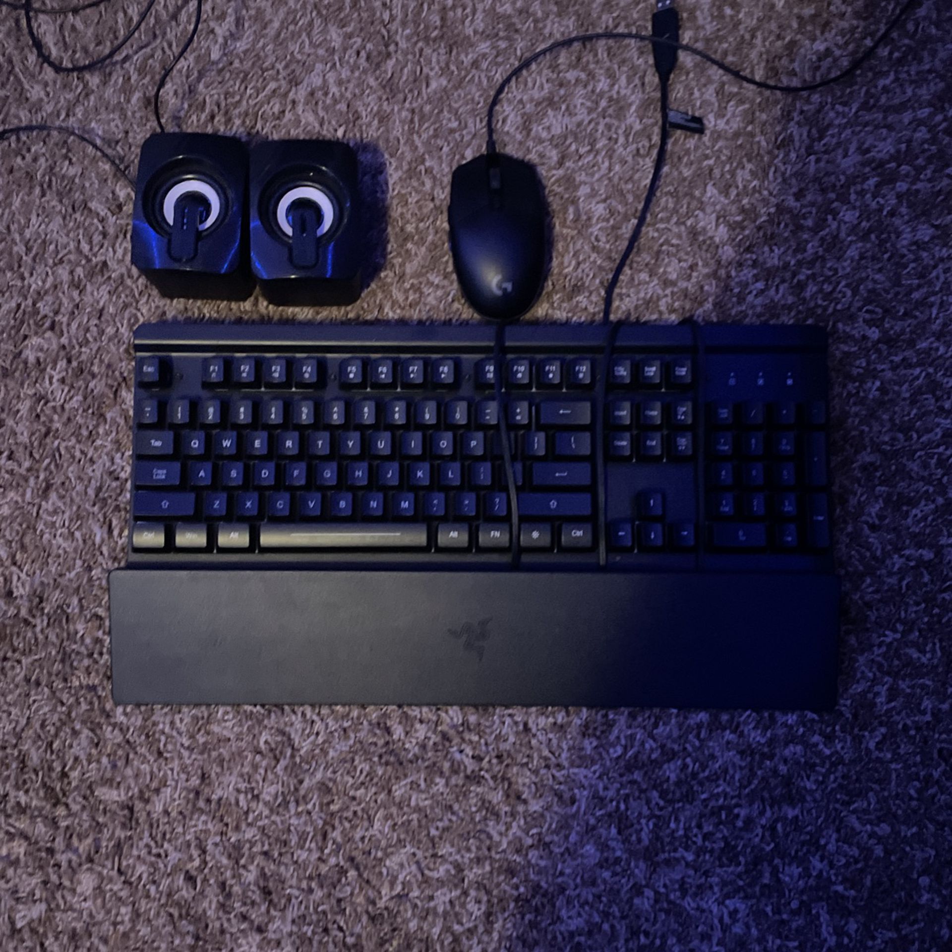 Full-Size Keyboard, Mouse With Side Buttons And Speakers All Have Rgb