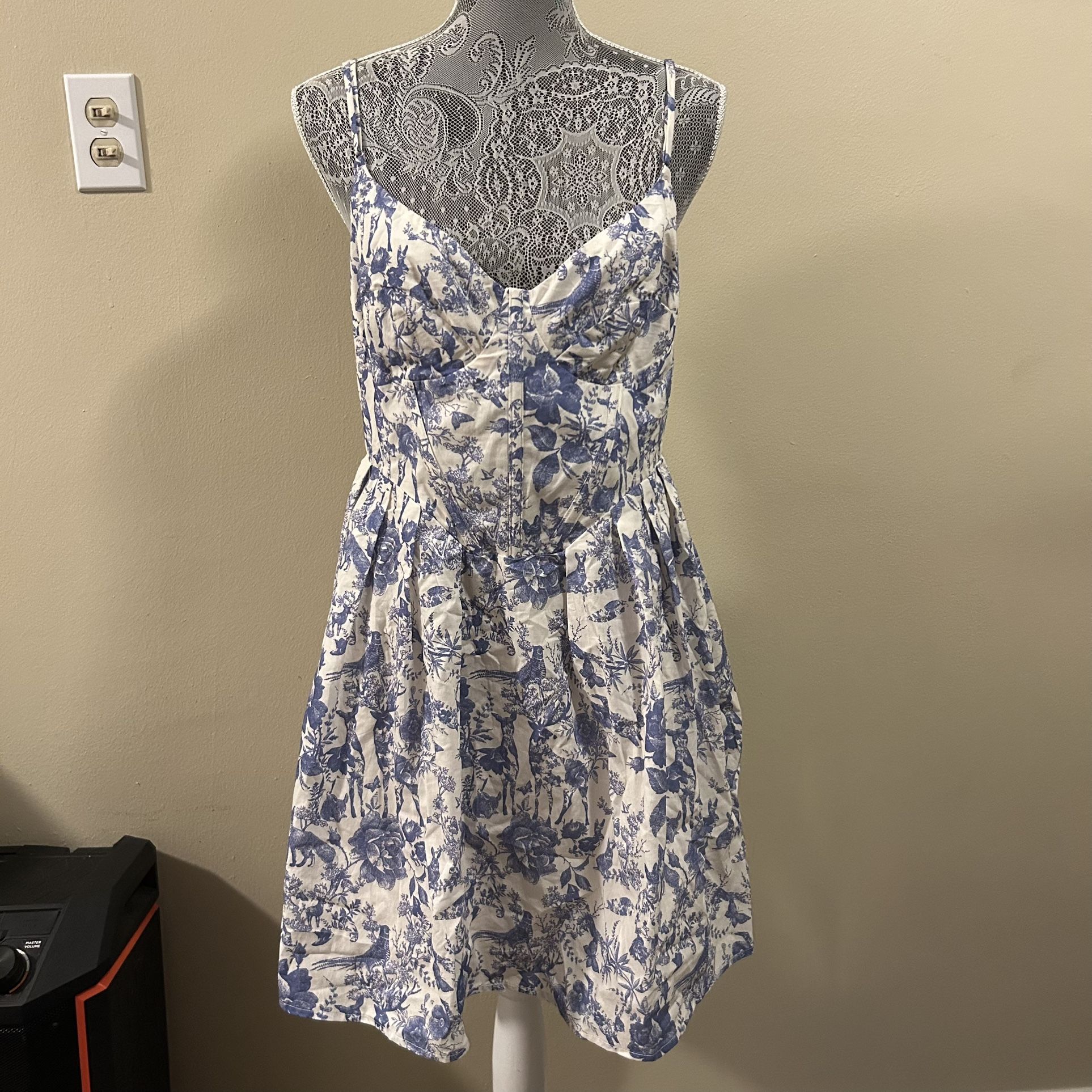 VICI Avalon Etoile Print Corset Mini Dress in Blue Womens Size Large