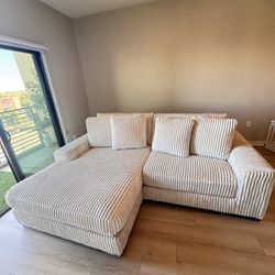 Cream Corduroy Sectional Sofa – American Furniture Warehouse