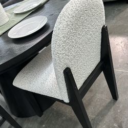 Elegant 5 Piece Dining Set Black Table Boucle Chairs Brand New In Box Firm Price $559