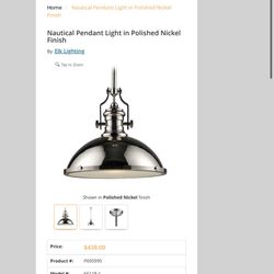 Elk Creativity pendant light. It is made of metal and has a polished nickel finish. 