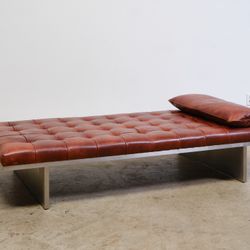 Brown Leather Chaise / Day Bed