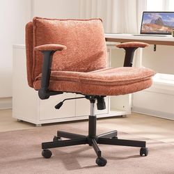 New And Well Packaged Criss Cross Desk Chair with Wheels and Arms Adjustable Vanity Desk Chair with Back 25" Swivel Computer Chair with Cushion Modern