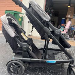 Double Stroller With Standing Seat Platform 
