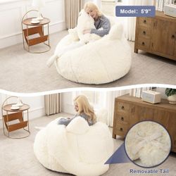 Giant Bean Bag Chair for Adults with Filler Fluffy Plush Cat Shaped