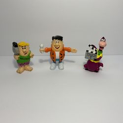 Vintage 1(contact info removed) The Flintstones HollyRock Fred Barney Dino PVC Figures 3 Toys