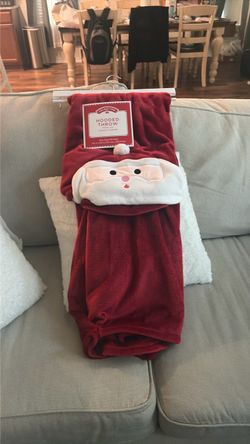 New! Holiday Time Santa Hooded Throw Blanket