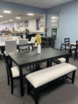6PC Black Dining Table Set