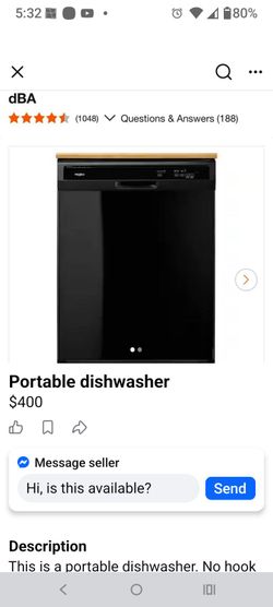 Whirlpool portable dishwasher. Like new