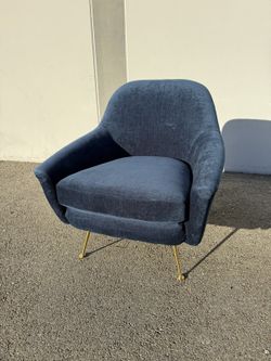 Navy Velvet Accent Chair with Gold Legs – $75