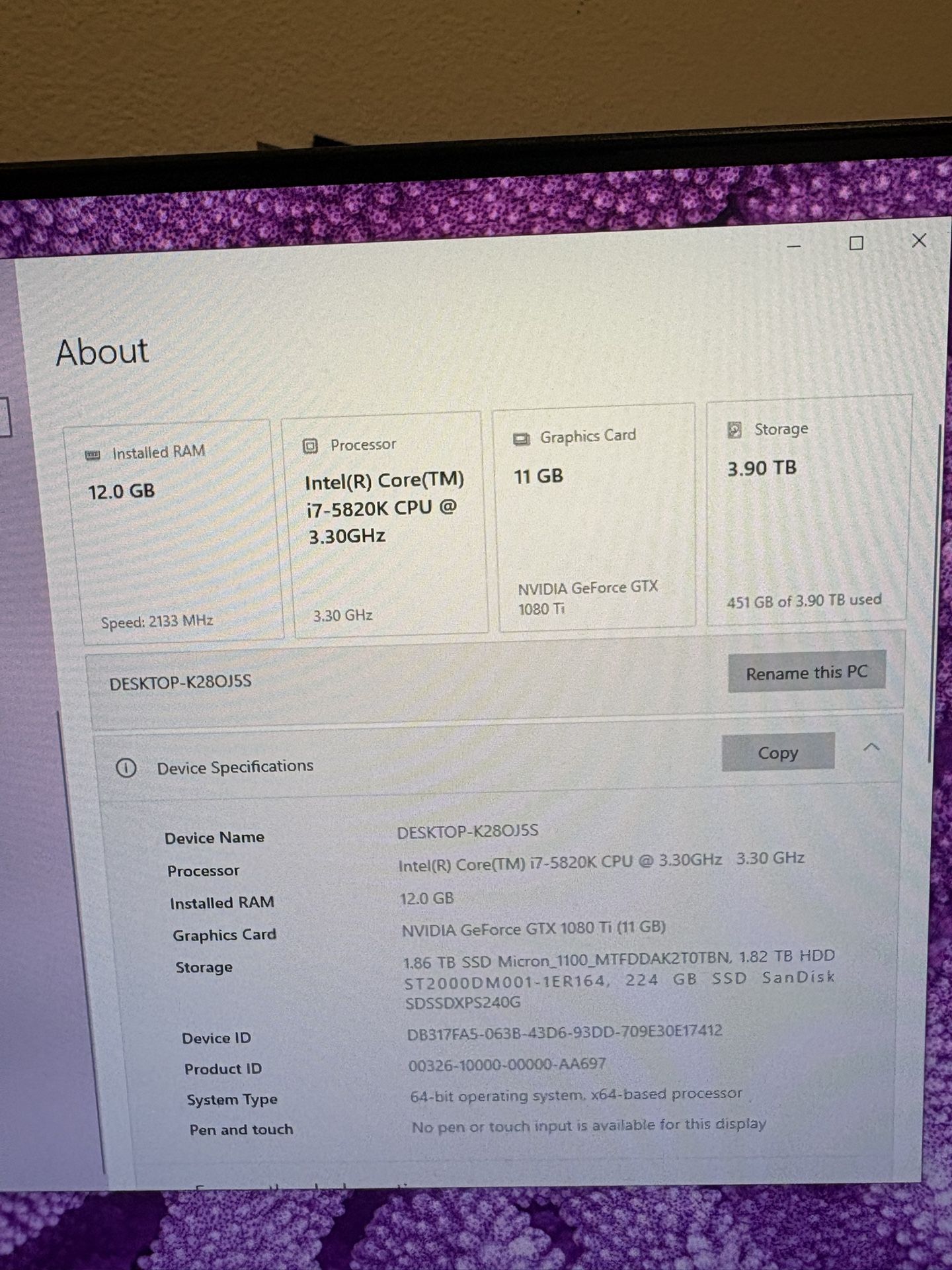 Gaming PC/desktop 1080ti