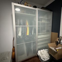 (Original Price $1510) White Closet/Wardrobe with Sliding Doors, 78 3/4x26x93 1/8 "