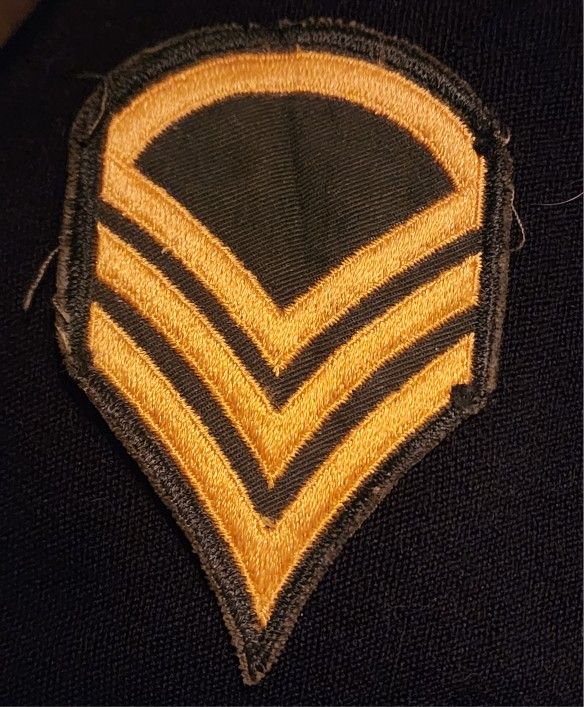Vintage Genuine WW11 U.S. Army Chevron: Staff Sergeant - Gold Embroidered On Green