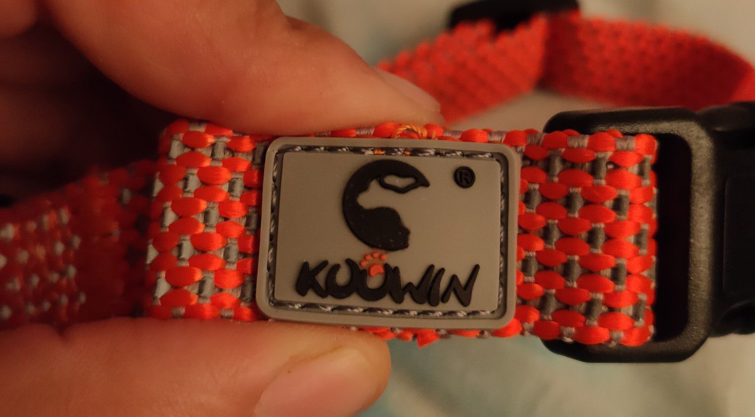 KOOWIN Slip Martingale Dog Collar & Dog Harness, Dog Leash with Reflective Strip, Orange/Grey