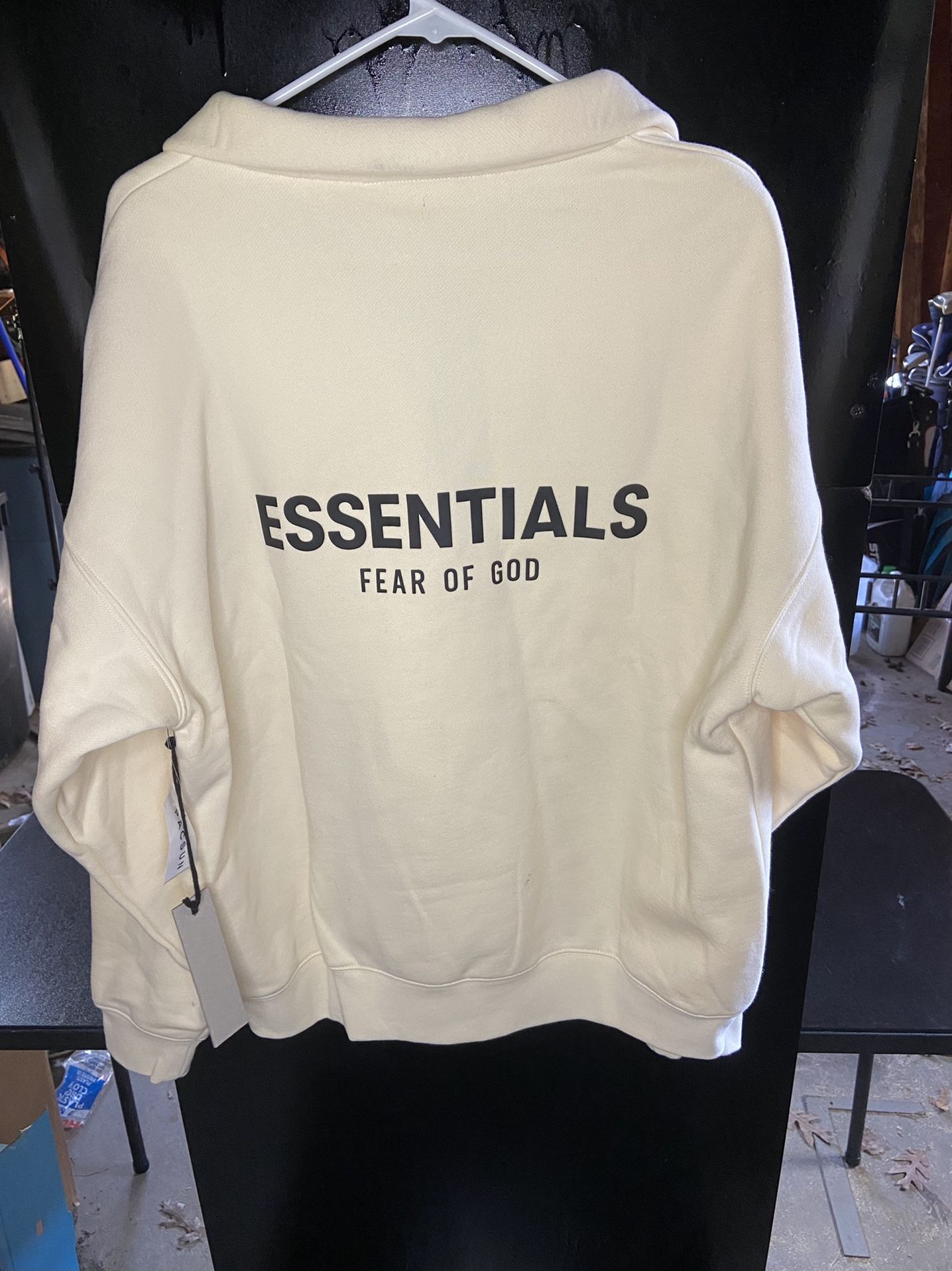 Fear Of God Essentials Cream Half Zip Sweatshirt Size Medium for