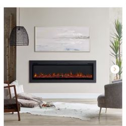 65 in. Wall-Mount Recessed Electric Fireplace Insert in Black