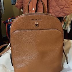 Michael Kors Tan Leather Backpack With Matching Belt  Size Large