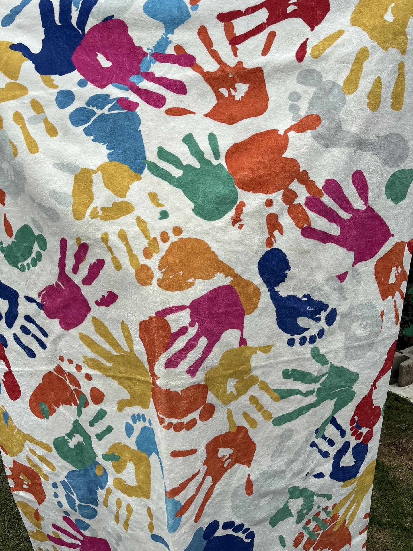 Colorful Hands & Feet Prints Rug 7 ft x 5 ft 