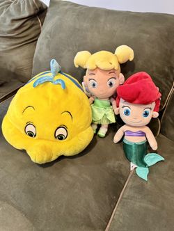 Disney Plush/Doll- Flounder, Ariel, and Tinkerbell