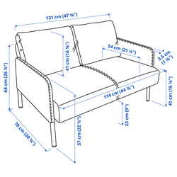 Ikea GLOSTAD Loveseat, Knisa medium blue