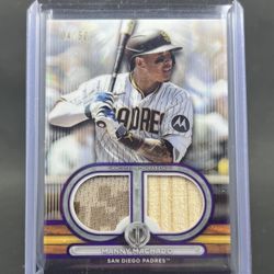 Manny Machado 2024 Topps Tribute #DR-MM Purple /50 SP Game Used Dual Relic Patch