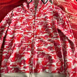 Pink bape hoodie 