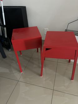 2 IKEA Red Bedroom Side Tables