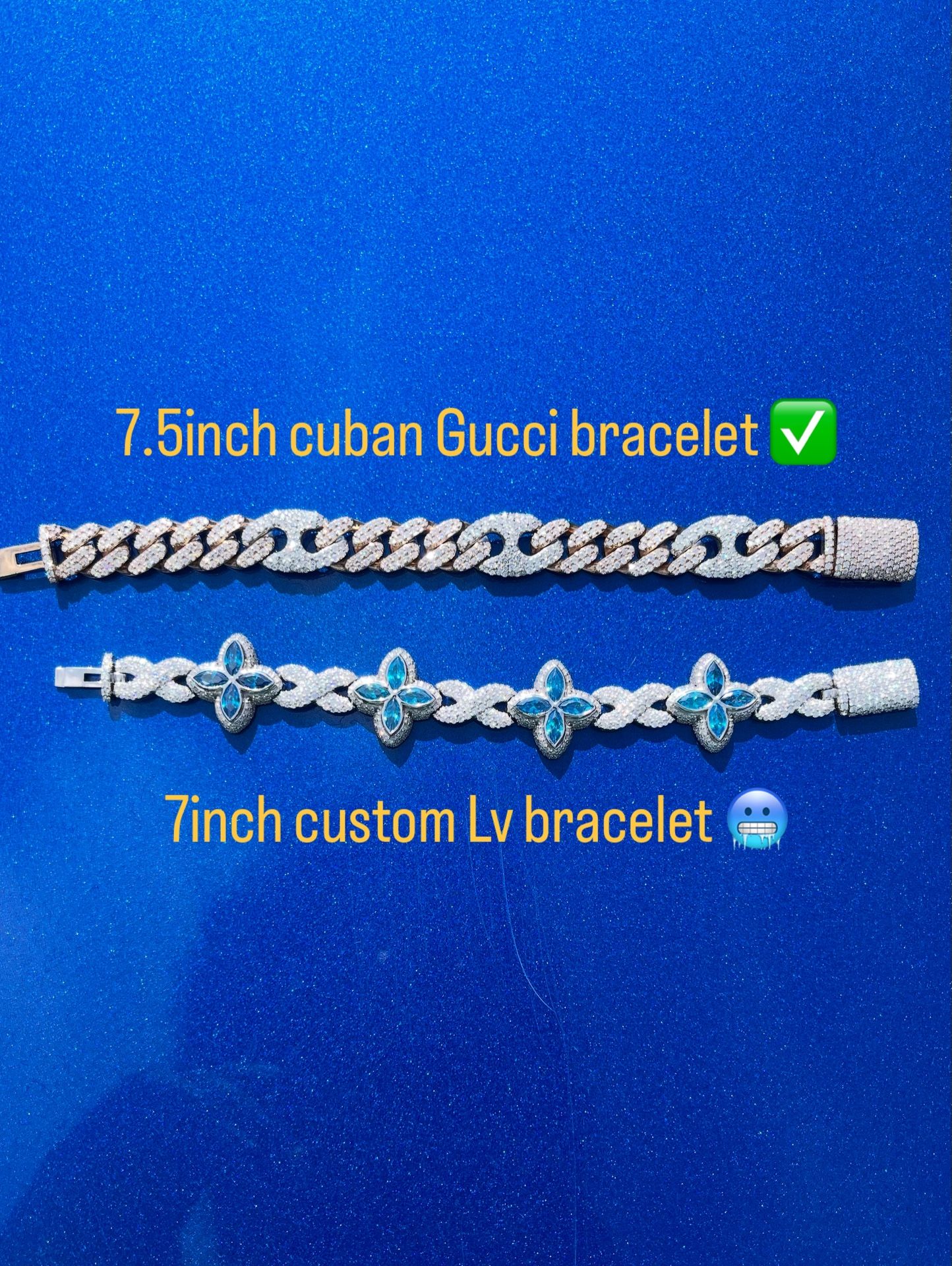 Cuban Gucci Bracelet & Custom LV Bracelet