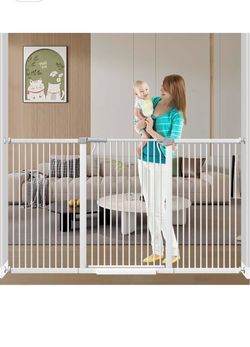 Wide White Metal Baby Safety Gate