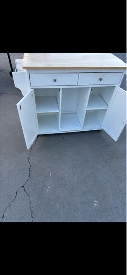 White Rolling Kitchen Island Cart