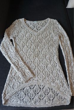 Open Knit V-Neck Sweater with Shimmer