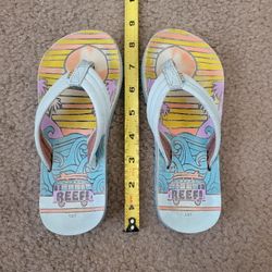Reef Little Ahi Van Kid's Sandal Size 13/1 Flip Flops Back Strap Blue Orange