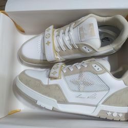 LOUIS VUITTON TRAINER SNEAKERS TAN BRAND NEW VIRGIL ABLOH OFF WHITE