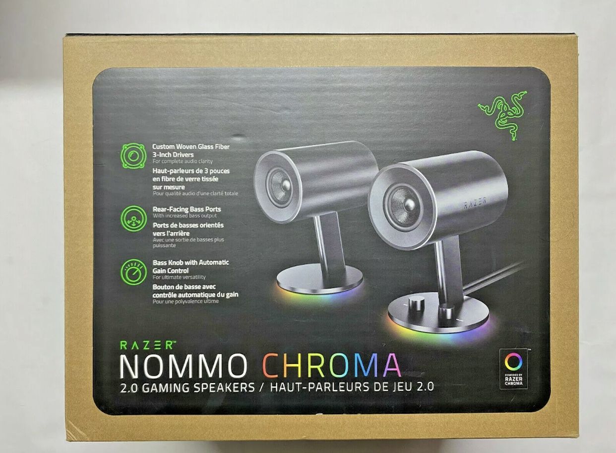 RAZER Nommo Chroma 2.0 Gaming Computer Speakers Rear Bass Ports Full Range USED