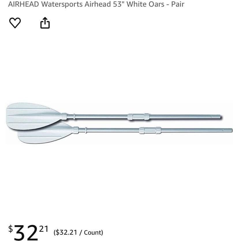 AIRHEAD Watersports Airhead 53" White Oars - Pair Shipping and Local Pick Up Brand New Original retail $32 We are selling for $15 25% Deposit requir