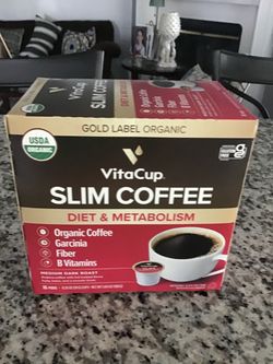 VitaCup Slim Organic Medium Dark Roast Coffee Pods for Diet Support, 16ct | B Vitamins